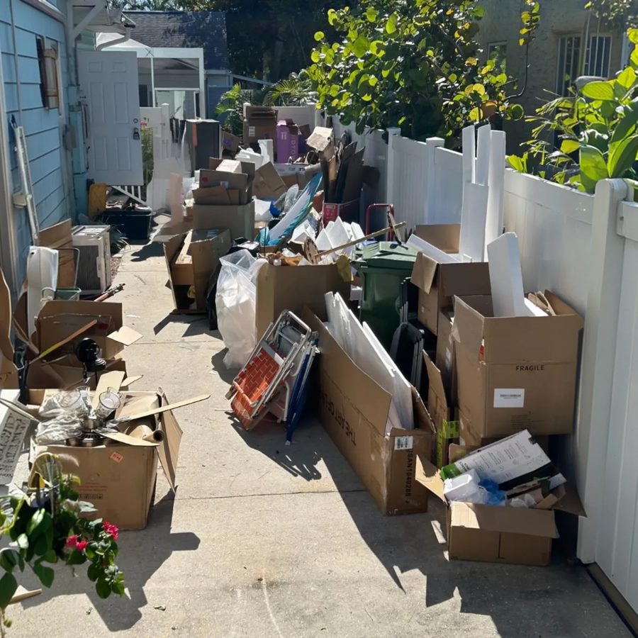 Side yard junk pickup, before